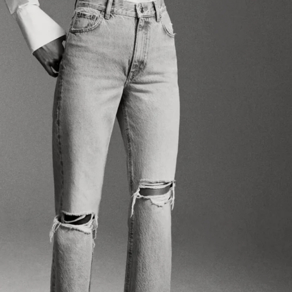 Zara 90"s high waisted wide leg distressed jeans - Picture 9 of 16